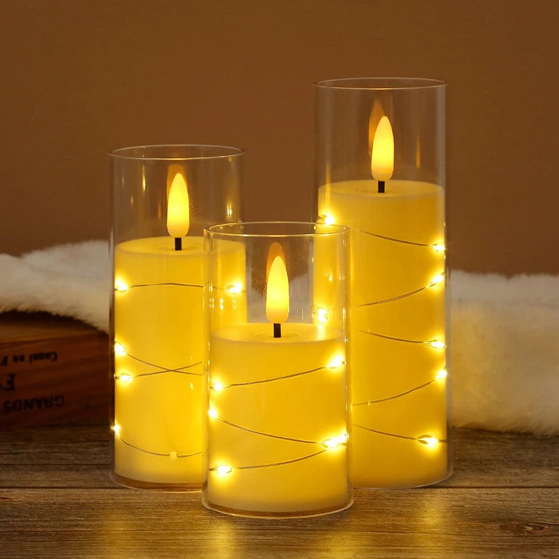 Flameless LED Candles Star String With Battery Camping Room Wedding Party Decoration Atmosphere Realistic Flame Candle Light