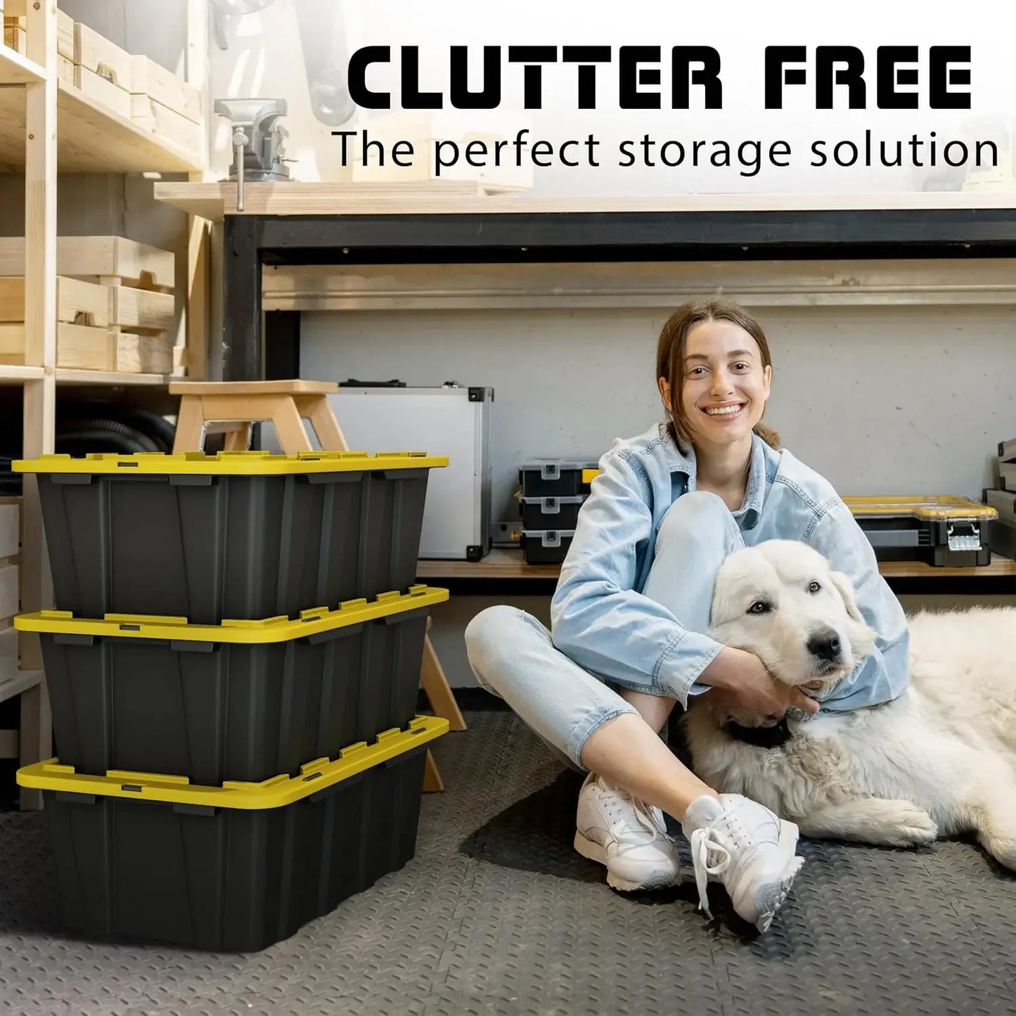 8 PACK of Medium 12 Gallon Plastic Storage Bin Tote Organizing Container with Ultra Durable Secure Latching Lids, Stackable,