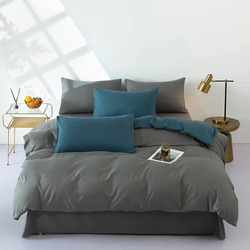 Bonenjoy Bedding Solid Color Bed Sheet Set Brushed Bedclothes Single/Double/Queen Size Bed Linen Set Home Quilt Cover Set 이불세트