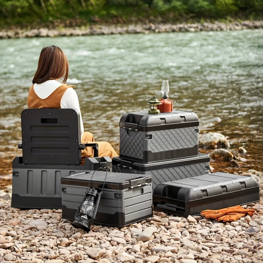 Foldable Storage Box For Sitting Camping Essential Storage Box Multi Functional Foldable Large Capacity Universal Camping Seat
