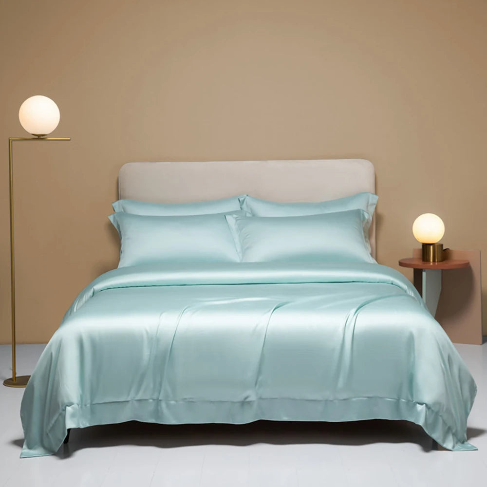 Liv-Esthete Pure Pink 100% Silk Bedding Set Solid Color Duvet Cover Pillow Case Bed Sheet Quilt Cover Double King Queen Bed Sets