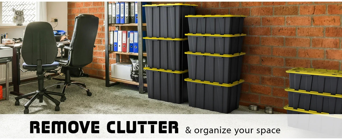 8 PACK of Medium 12 Gallon Plastic Storage Bin Tote Organizing Container with Ultra Durable Secure Latching Lids, Stackable,
