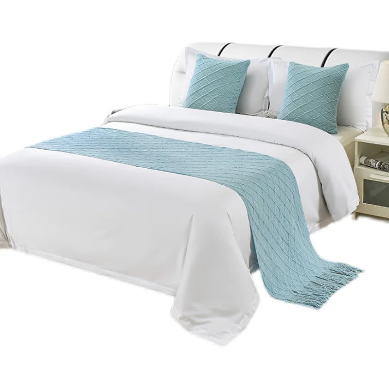 1pc Modern Simple Light Luxury B&B Hotel Bed Flag Bed Tail Towel Solid Color Bedding Bed End Blanket Bed Cover Knitted Bed Flag