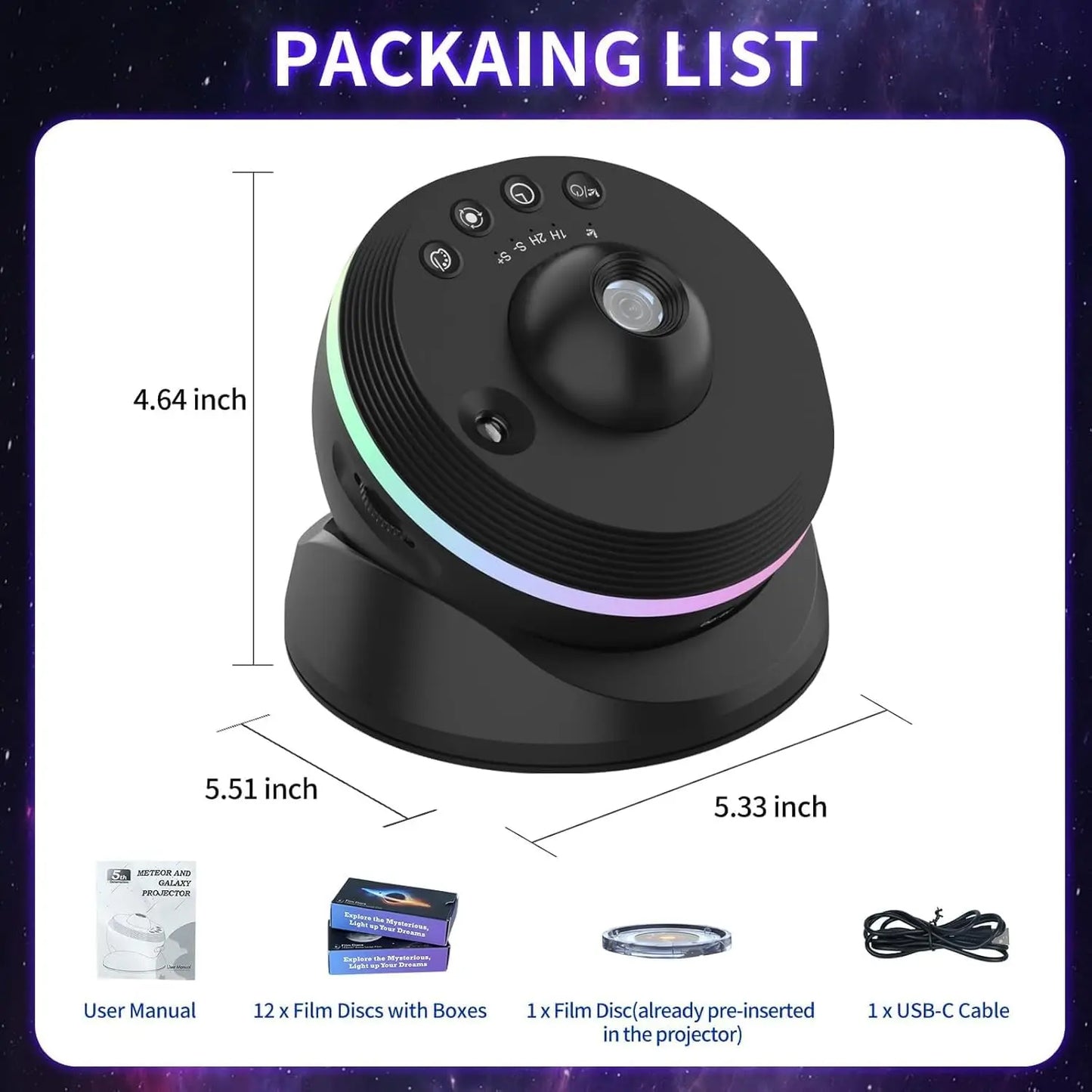 Xiaomi LED Night Light Galaxy Star Projector 4K HD 13 IN 1 Planetarium Projector 360° Rotation For Bedroom Decor Children Gift