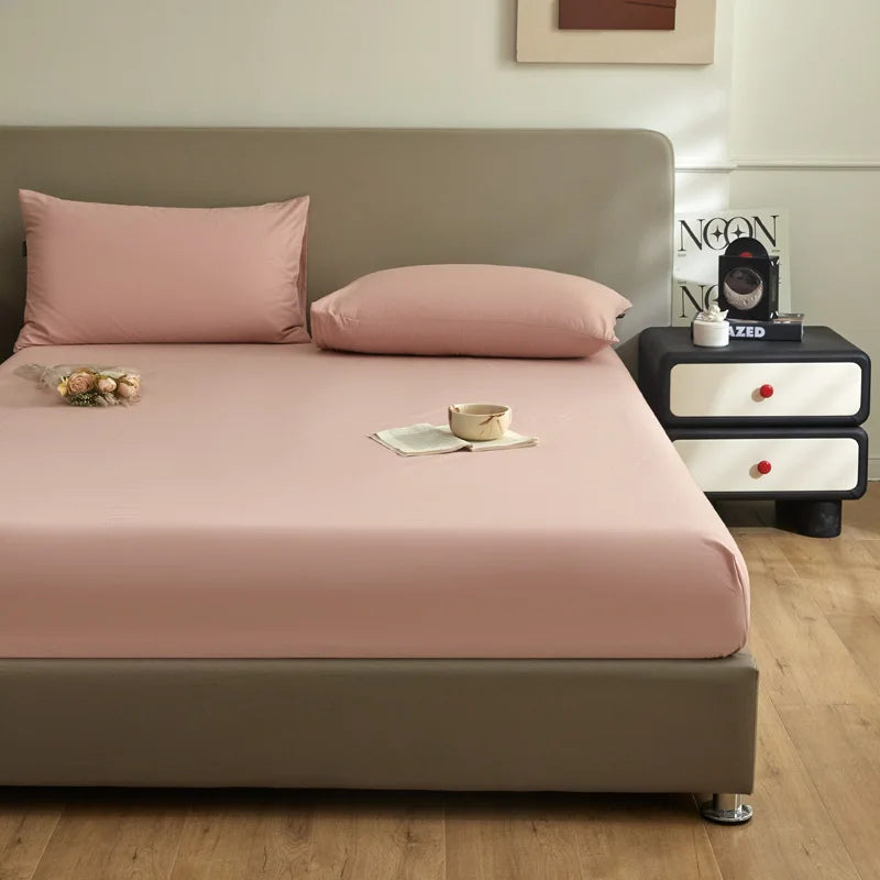 New Cotton Brushed Simple Plain Bed Fitted Sheet 1pc/sets 90/120/150/180/220cm machine washable