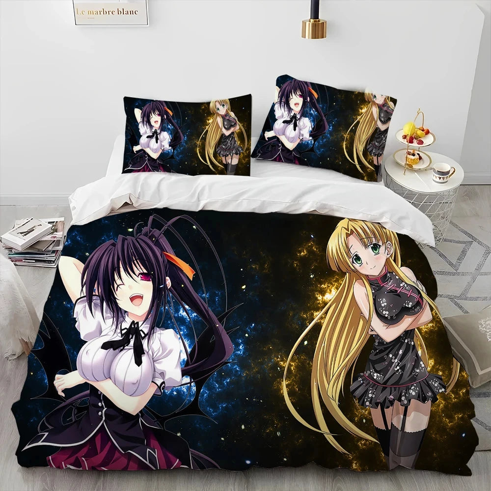 Sexy Girl High School DxD Anime Bedding Set Duvet Cover Bed Set Quilt Cover Pillowcase Comforter king Queen Size Boys Adult