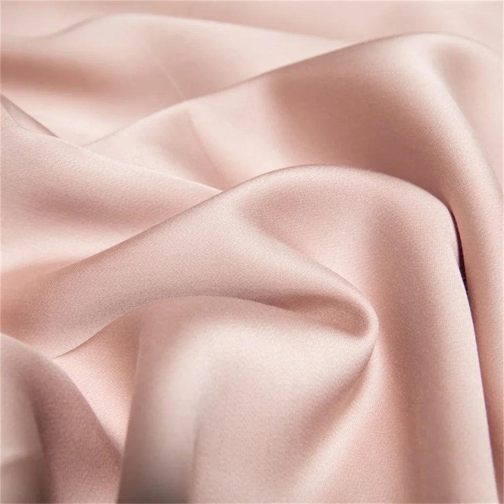Liv-Esthete Pure Pink 100% Silk Bedding Set Solid Color Duvet Cover Pillow Case Bed Sheet Quilt Cover Double King Queen Bed Sets