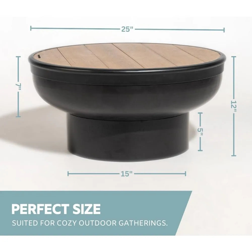 Iron Fire Pit Table with Lid, Extra Thick and Heavy Duty Fire Bowl, Deep Round Firepit for Outdoor Bonfire Gatherings, Wood Burn