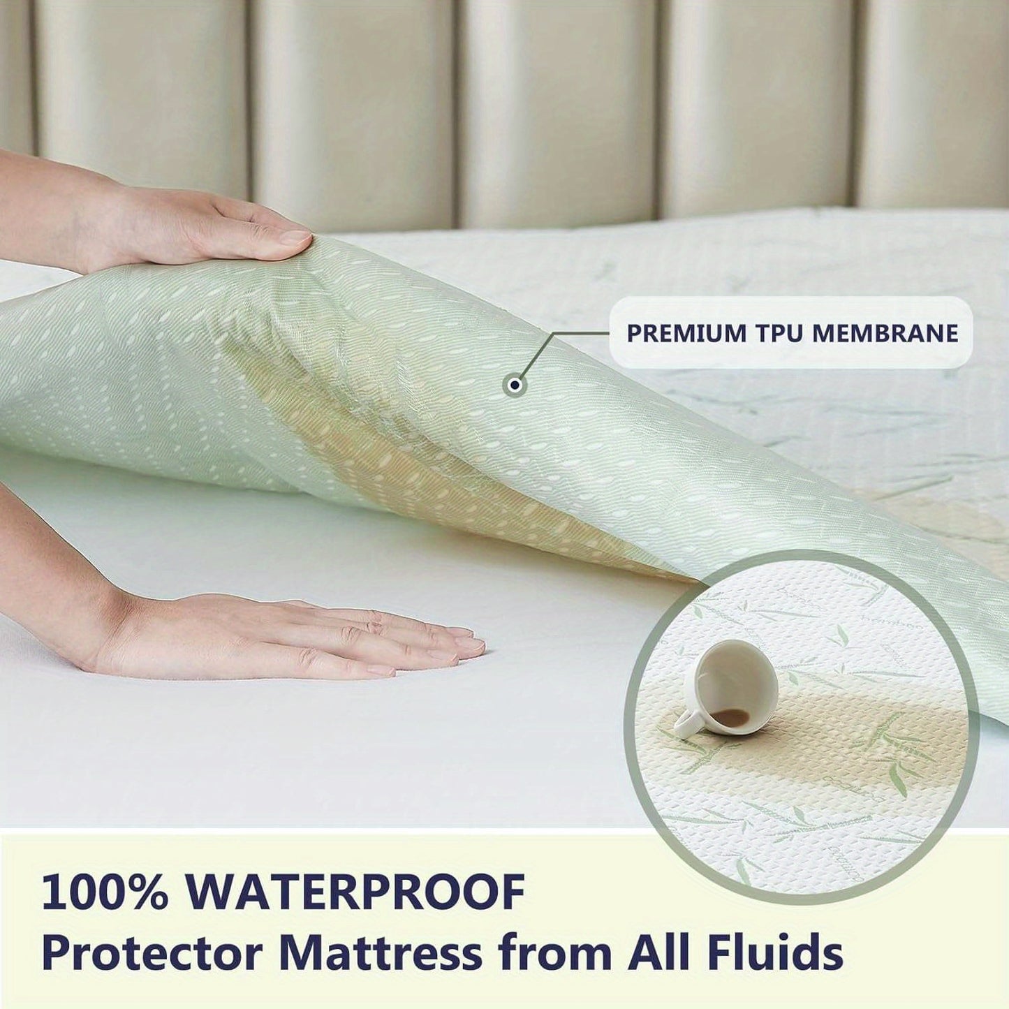 1/2pcs 100% Bamboo Fiber Mattress Cover - Breathable Bamboo Waterproof Mattress Protector - 4-Layer Waterproof Bamboo Mattress Protector With Jacquard Weave - Cooling Mattress Cover Breathable Ultra Soft - Mattress Pad Noisel