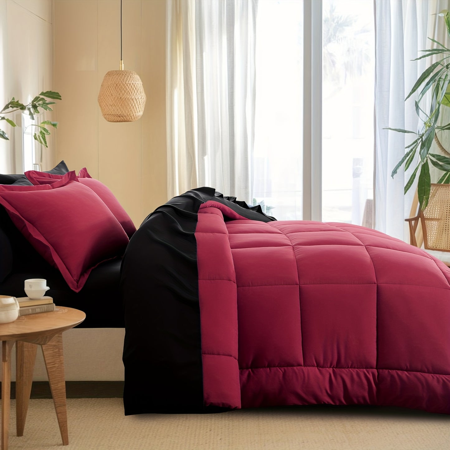 7pcs Ultra-Soft Bed In A Bag, Down Alternative Bedding Sets with All Season Quilted Comforter, Flat Sheet, Fitted Sheet, Pillowcases - Gifts for The Family And Friends, RUIKASI, Machine Washable, Polyester 100, Acrylic 15, Sa