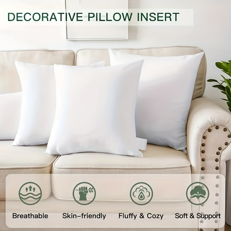 18x18 Inch Premium Soft Fluffy Throw Pillow Inserts Set of 8 - Machine Washable, 100% Polyester Fiber Filling, All-Season Multipurpose Decorative Pillows for Sofa, Living Room, Bedroom