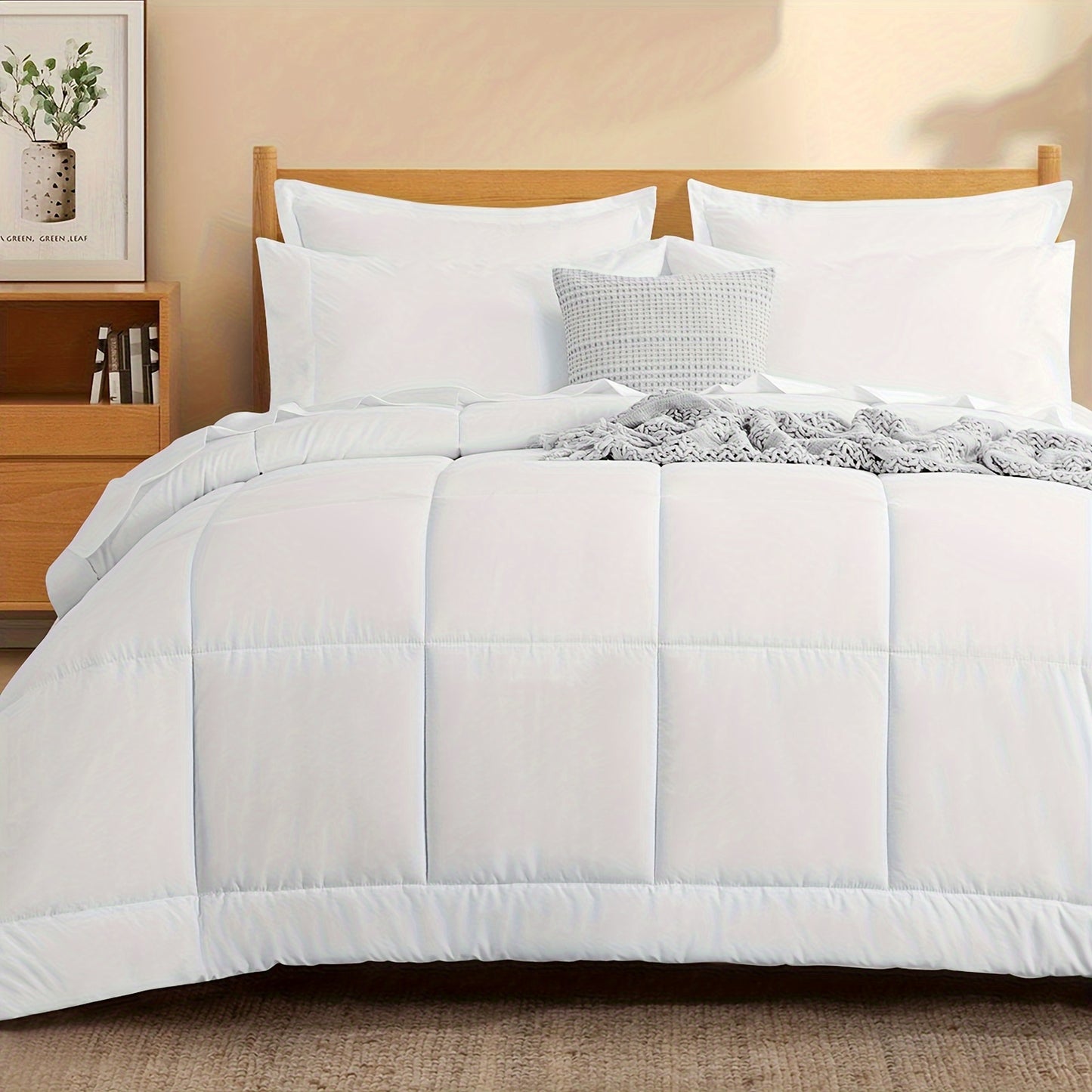 7pcs Ultra-Soft Bed In A Bag, Down Alternative Bedding Sets with All Season Quilted Comforter, Flat Sheet, Fitted Sheet, Pillowcases - Gifts for The Family And Friends, RUIKASI, Machine Washable, Polyester 100, Acrylic 15, Sa