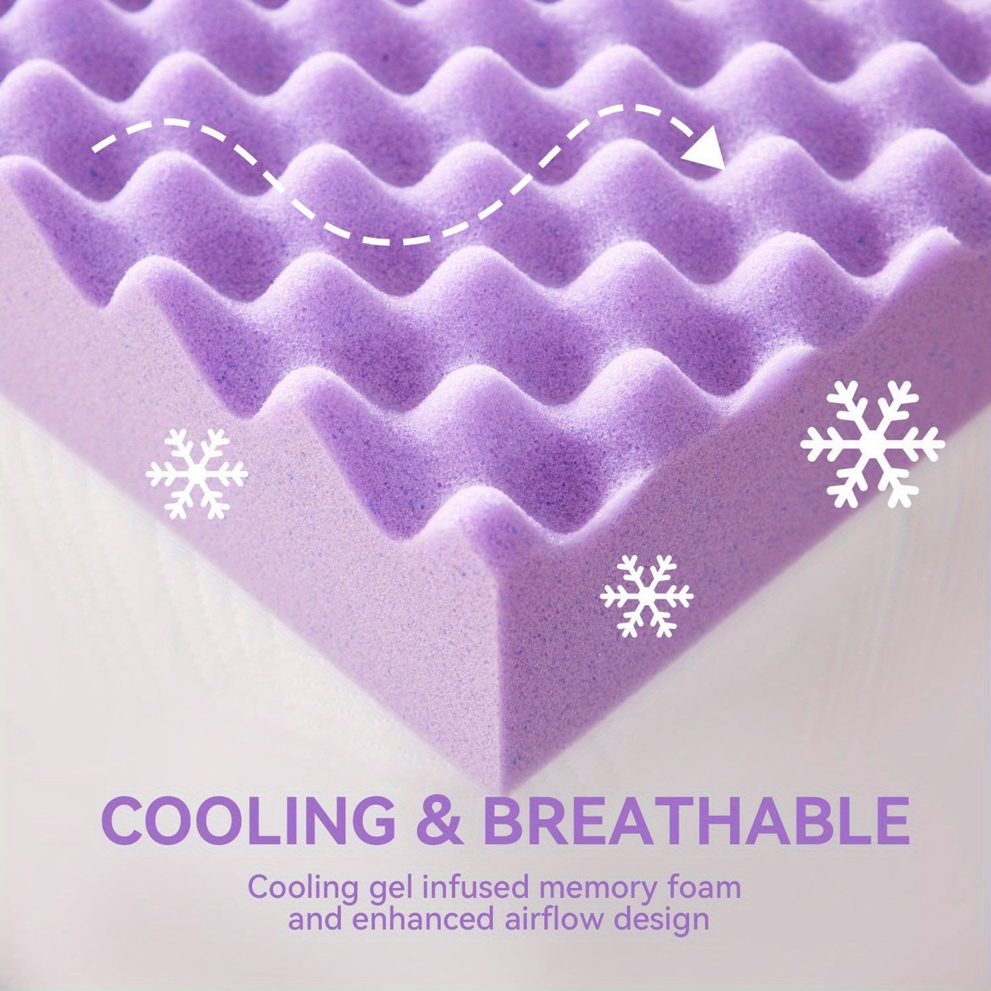 2 Inch/3 Inch Cooling Gel Memory Foam Mattress Topper - Ventilated Breathable Design, Purple, Fits All Mattresses, Multiple Sizes for Home, Hotel & Guest Room Use, Durable Comfort Layer for Enhanced Sleep Quality, Home Beddin
