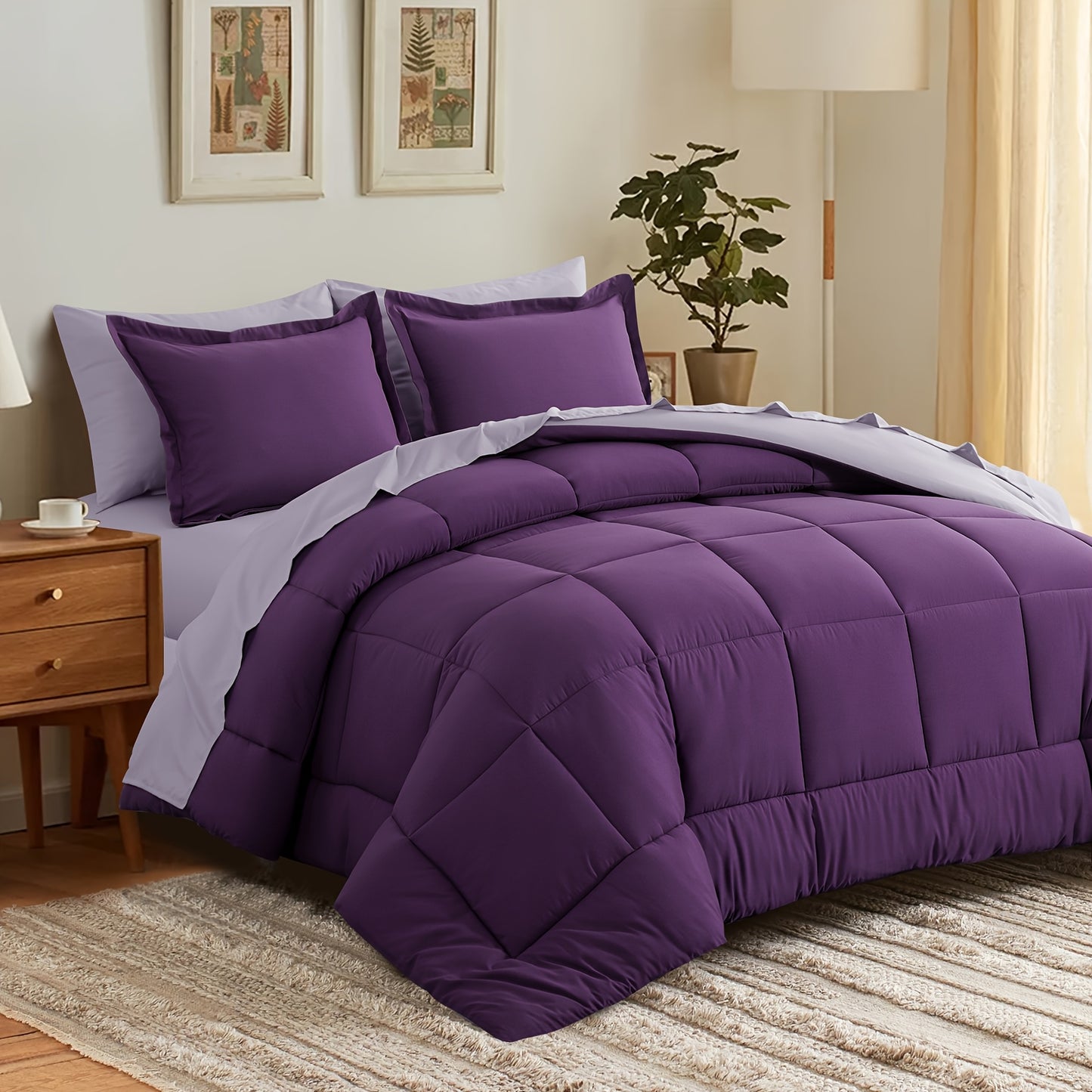 7pcs Ultra-Soft Bed In A Bag, Down Alternative Bedding Sets with All Season Quilted Comforter, Flat Sheet, Fitted Sheet, Pillowcases - Gifts for The Family And Friends, RUIKASI, Machine Washable, Polyester 100, Acrylic 15, Sa