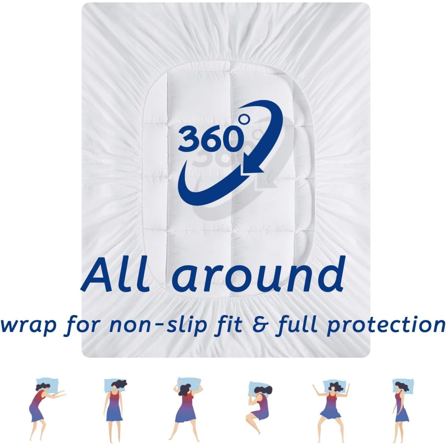 Mattress Topper Cooling Extra Thick Mattress Pad Cover With 8-21 Inch Deep Pocket, Plush Pillow Top Mattress Topper Overfilled With Down Alternative