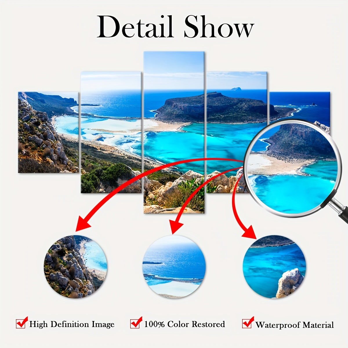 5pcs Frame Nature Seaside Lakes Canvas Poster, Sunrise Sunset Sea View Five Panel Scene Art, Modular Picture, Print Painting, Modern Art, Ideal Decor for Bedroom Living Room Kitchen Dorm, Wall Decoration, Gift for Family Frie