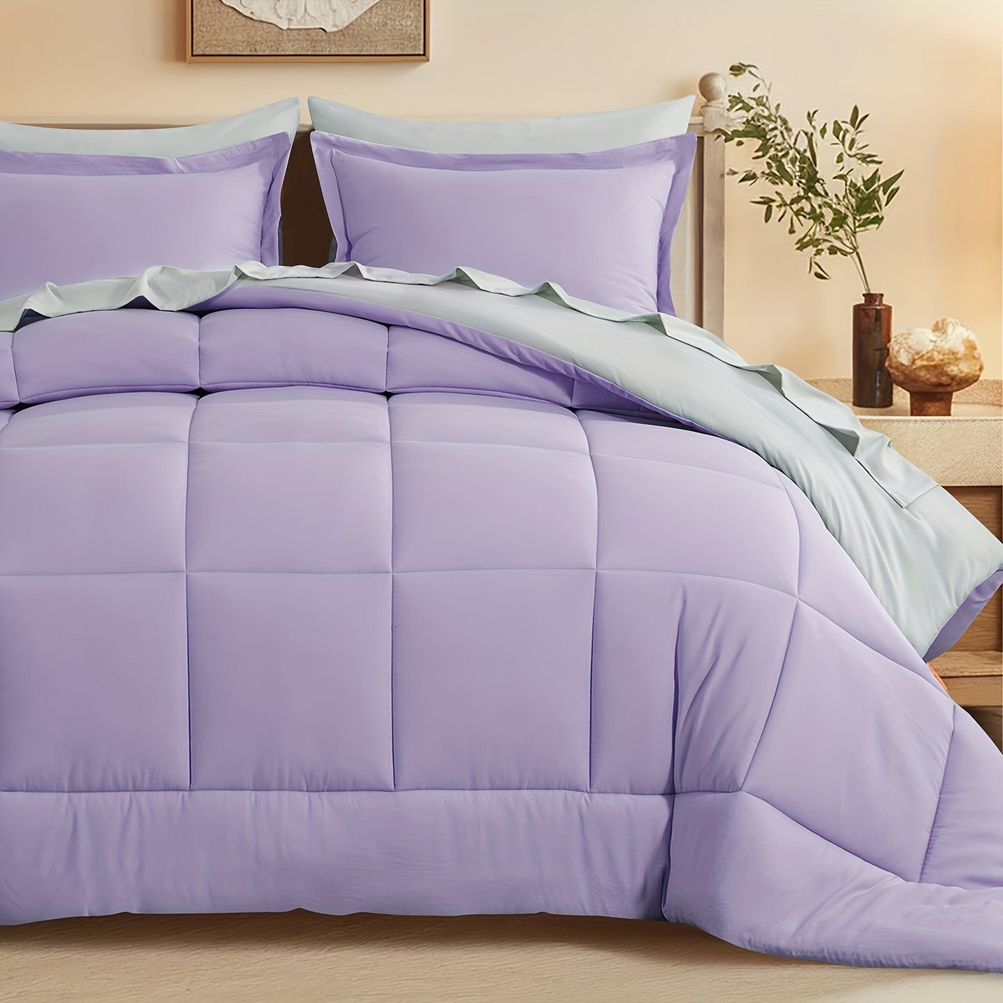 7pcs Ultra-Soft Bed In A Bag, Down Alternative Bedding Sets with All Season Quilted Comforter, Flat Sheet, Fitted Sheet, Pillowcases - Gifts for The Family And Friends, RUIKASI, Machine Washable, Polyester 100, Acrylic 15, Sa