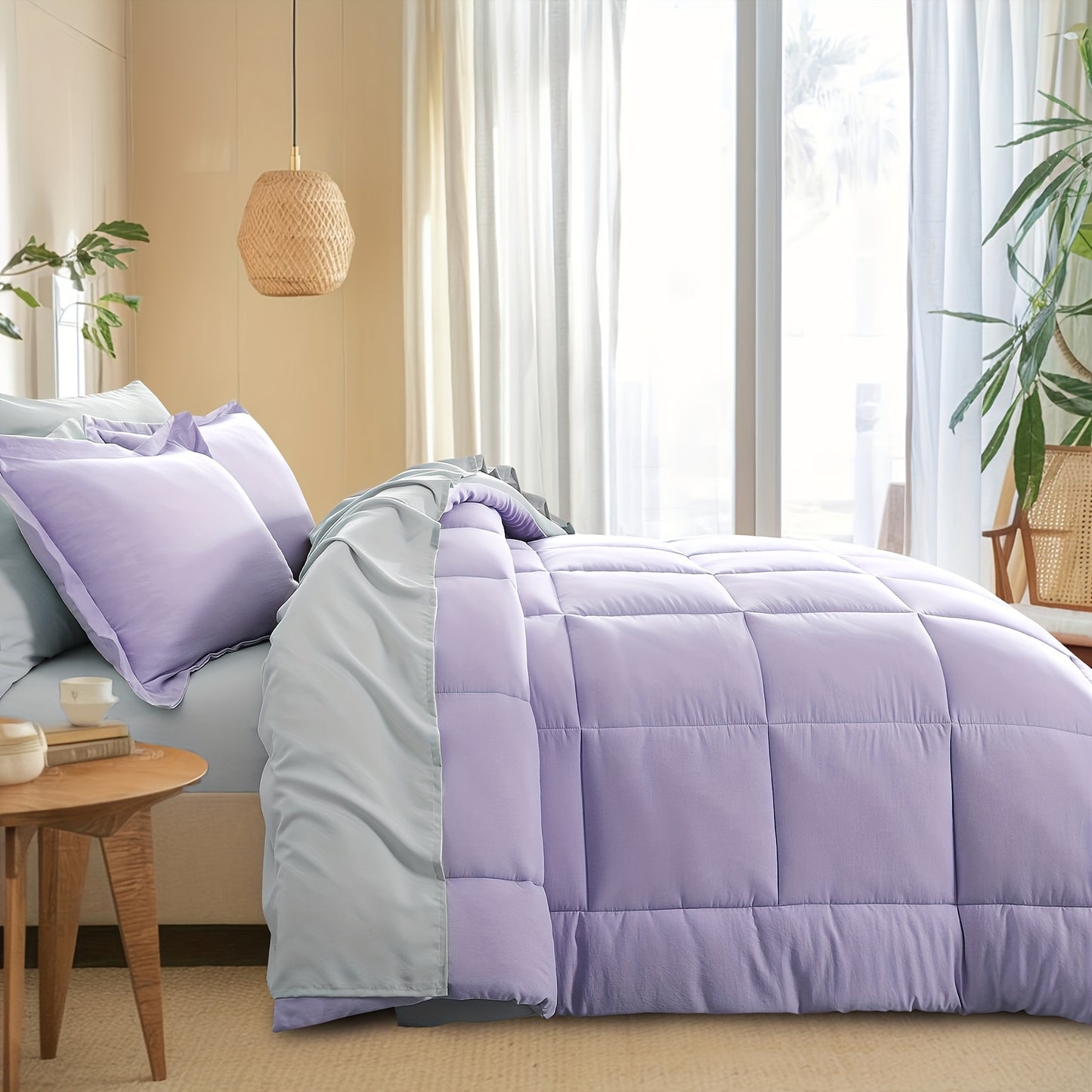 7pcs Ultra-Soft Bed In A Bag, Down Alternative Bedding Sets with All Season Quilted Comforter, Flat Sheet, Fitted Sheet, Pillowcases - Gifts for The Family And Friends, RUIKASI, Machine Washable, Polyester 100, Acrylic 15, Sa