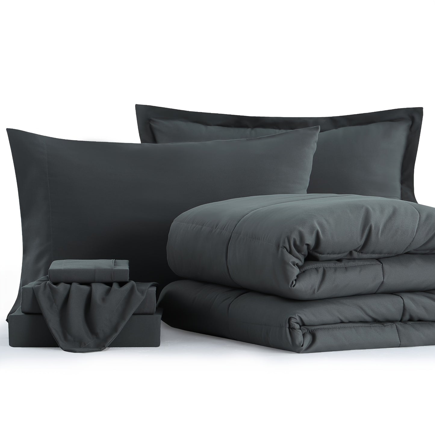 7pcs Ultra-Soft Bed In A Bag, Down Alternative Bedding Sets with All Season Quilted Comforter, Flat Sheet, Fitted Sheet, Pillowcases - Gifts for The Family And Friends, RUIKASI, Machine Washable, Polyester 100, Acrylic 15, Sa