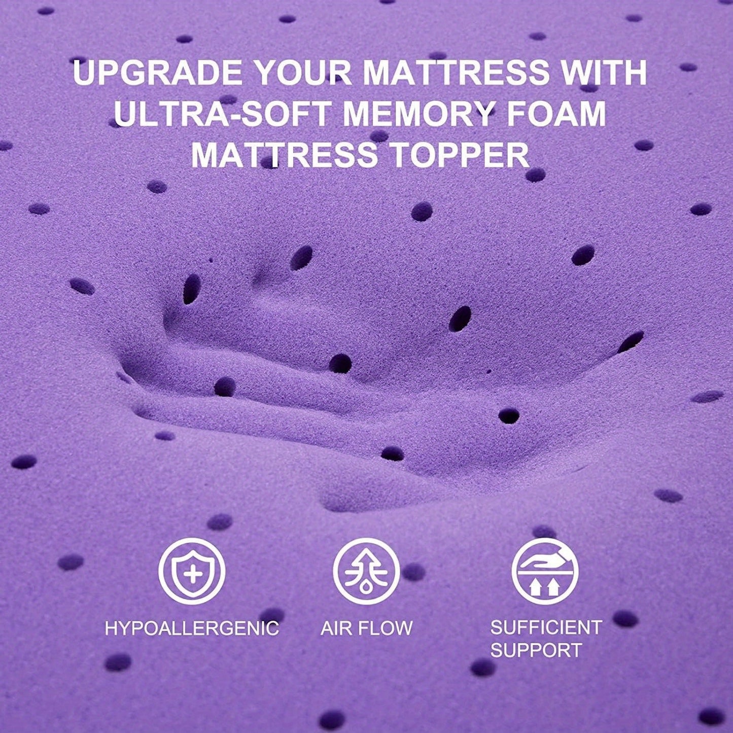 2 Inch Gel Memory Foam Mattress Topper Ventilated Soft, Breathable Bed Topper, Twin Size