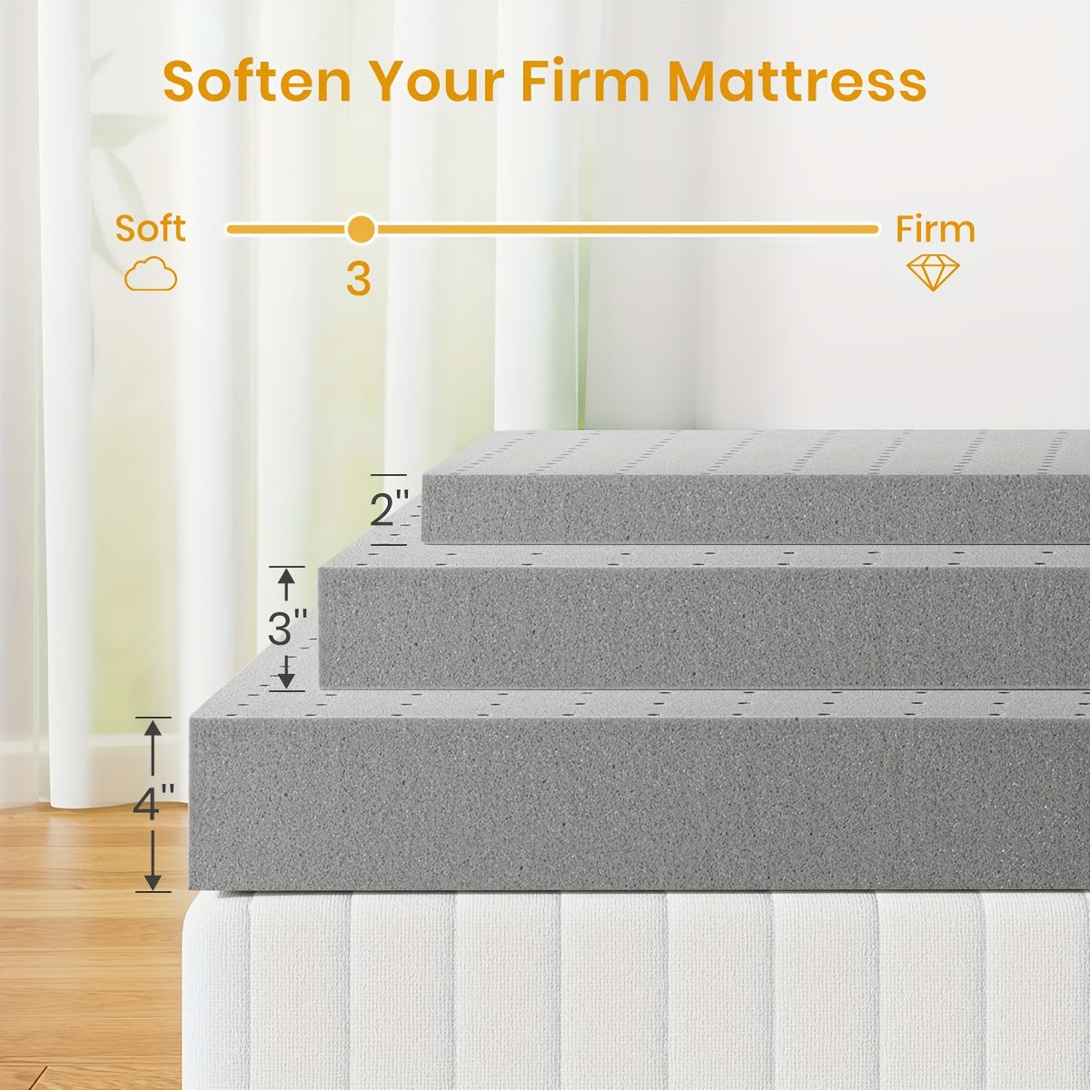 Bamboo Charcoal-Infused Extra Soft Memory Foam Mattress Topper, Exceptional Breathability & Comfort, Supportive Pad, Bedroom Furniture, Furniture For Home