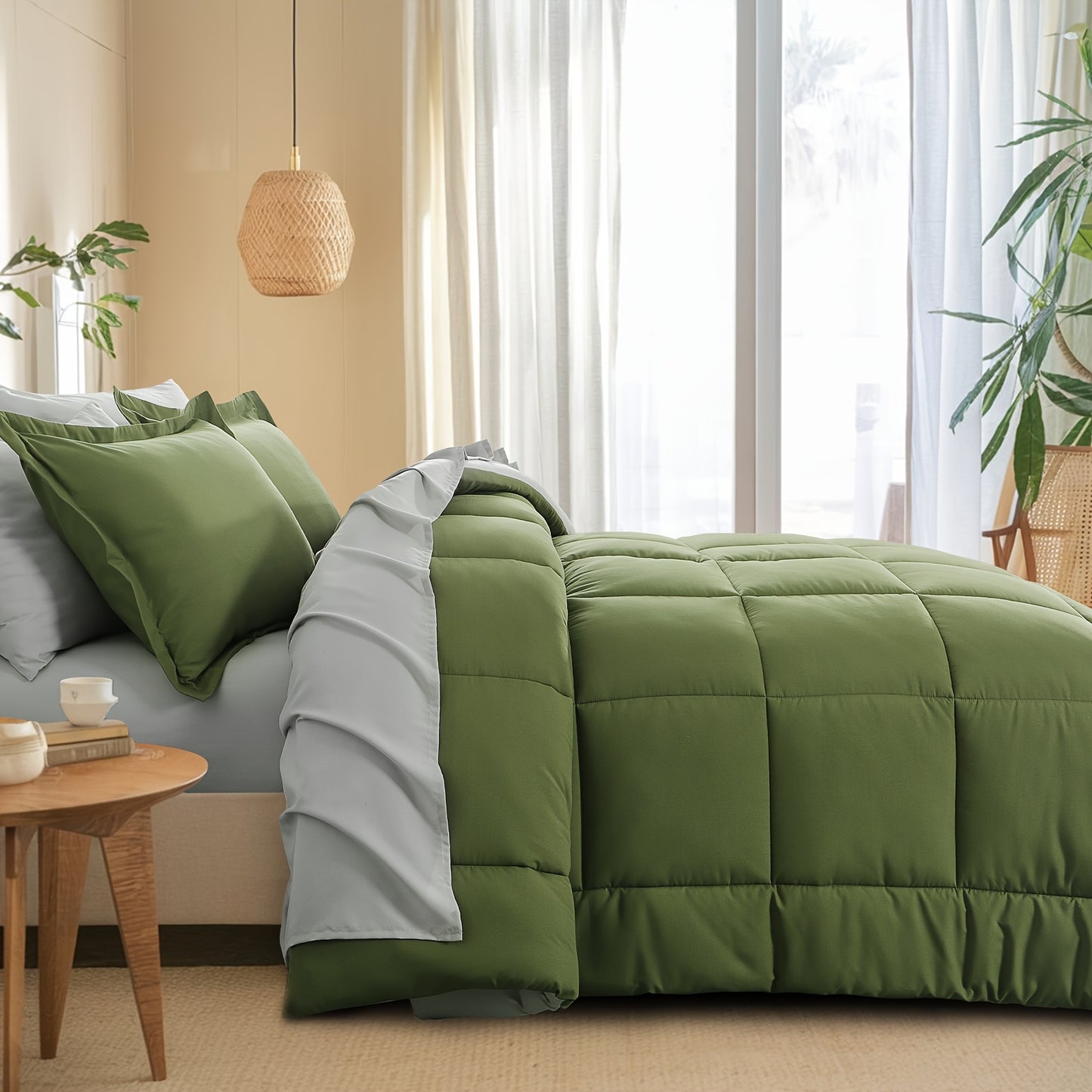 7pcs Ultra-Soft Bed In A Bag, Down Alternative Bedding Sets with All Season Quilted Comforter, Flat Sheet, Fitted Sheet, Pillowcases - Gifts for The Family And Friends, RUIKASI, Machine Washable, Polyester 100, Acrylic 15, Sa