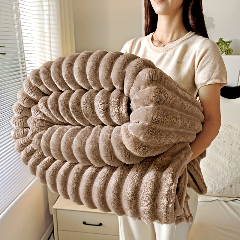 Luxury Faux Rabbit Fur & Sherpa Throw Blanket - Ultra Soft Double-Sided 380GSM Weighted Blanket for Bedroom, Living Room & Camping, Machine Washable All-Season Heating Cover with Gift Box, Hypoallergenic Cozy Home Decor for A