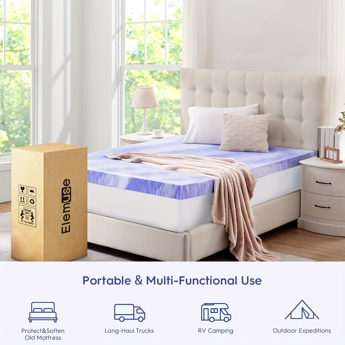2/3/4 Inch Ventilated Design Mattress Topper, Cooling Gel Infused Swirl Foam Pad For Enhanced Deep Sleep, Bed Topper For Body Support, Christmas Gift