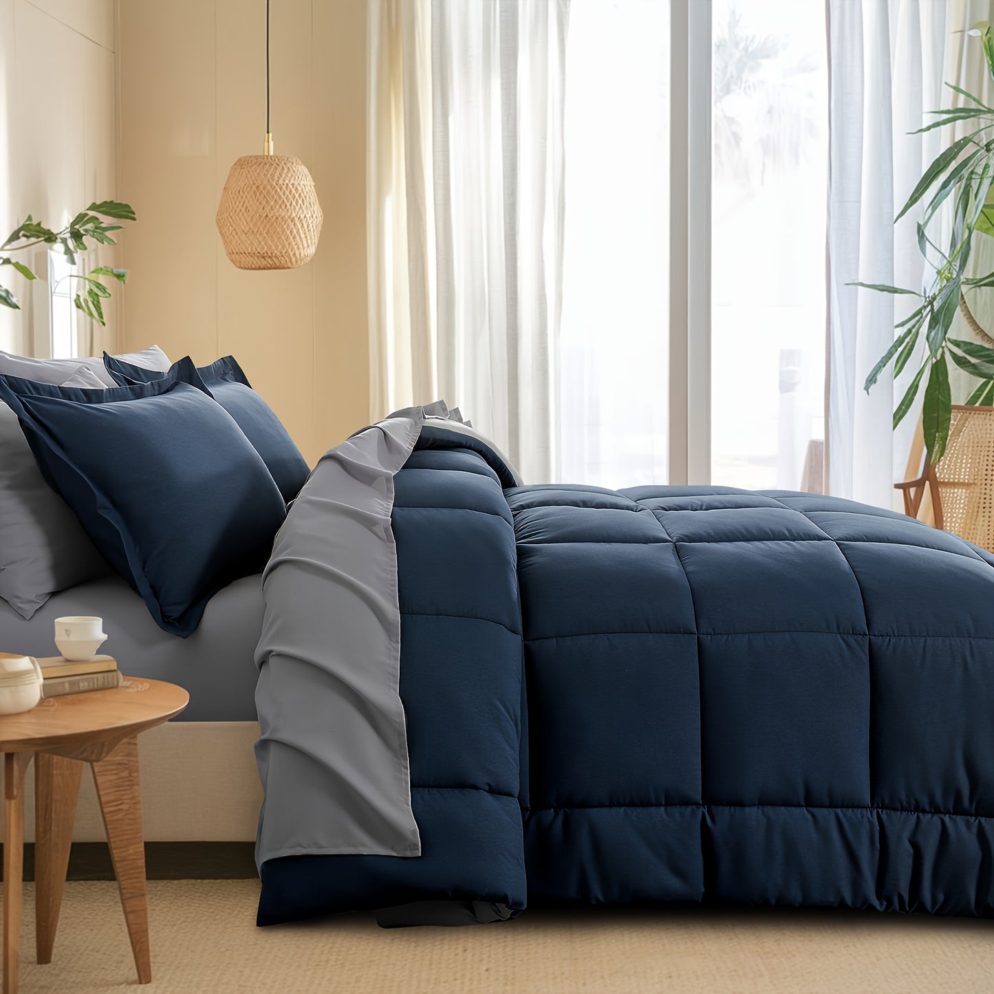 7pcs Ultra-Soft Bed In A Bag, Down Alternative Bedding Sets with All Season Quilted Comforter, Flat Sheet, Fitted Sheet, Pillowcases - Gifts for The Family And Friends, RUIKASI, Machine Washable, Polyester 100, Acrylic 15, Sa