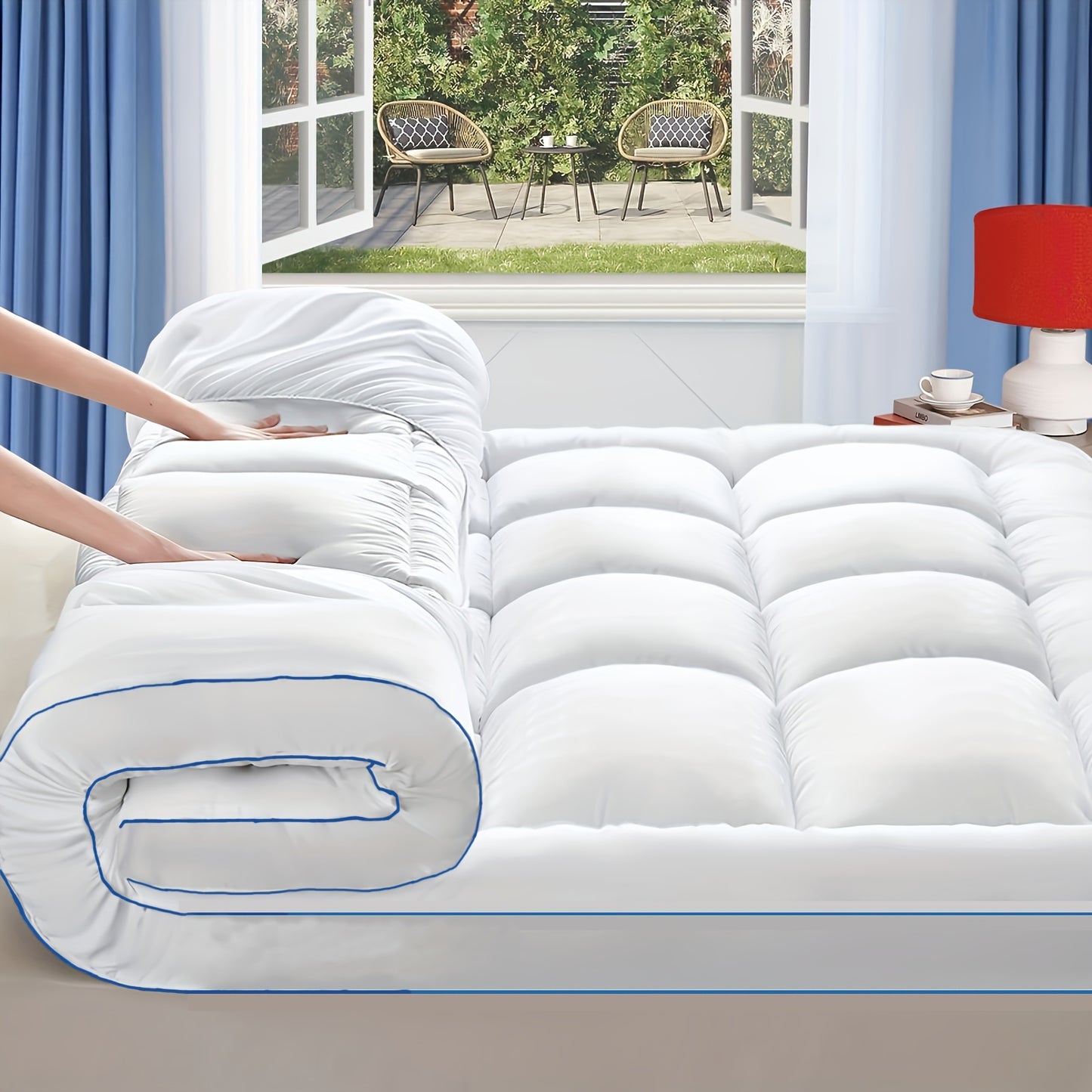 1-pack Extra-thick, Breathable, Ultra-soft 1000 GSM, Feather Alternative-fill Mattress Protector (8-21-inch Deep Pockets), Comfort Support Back Mattress Cover (54x75 Inches, White)