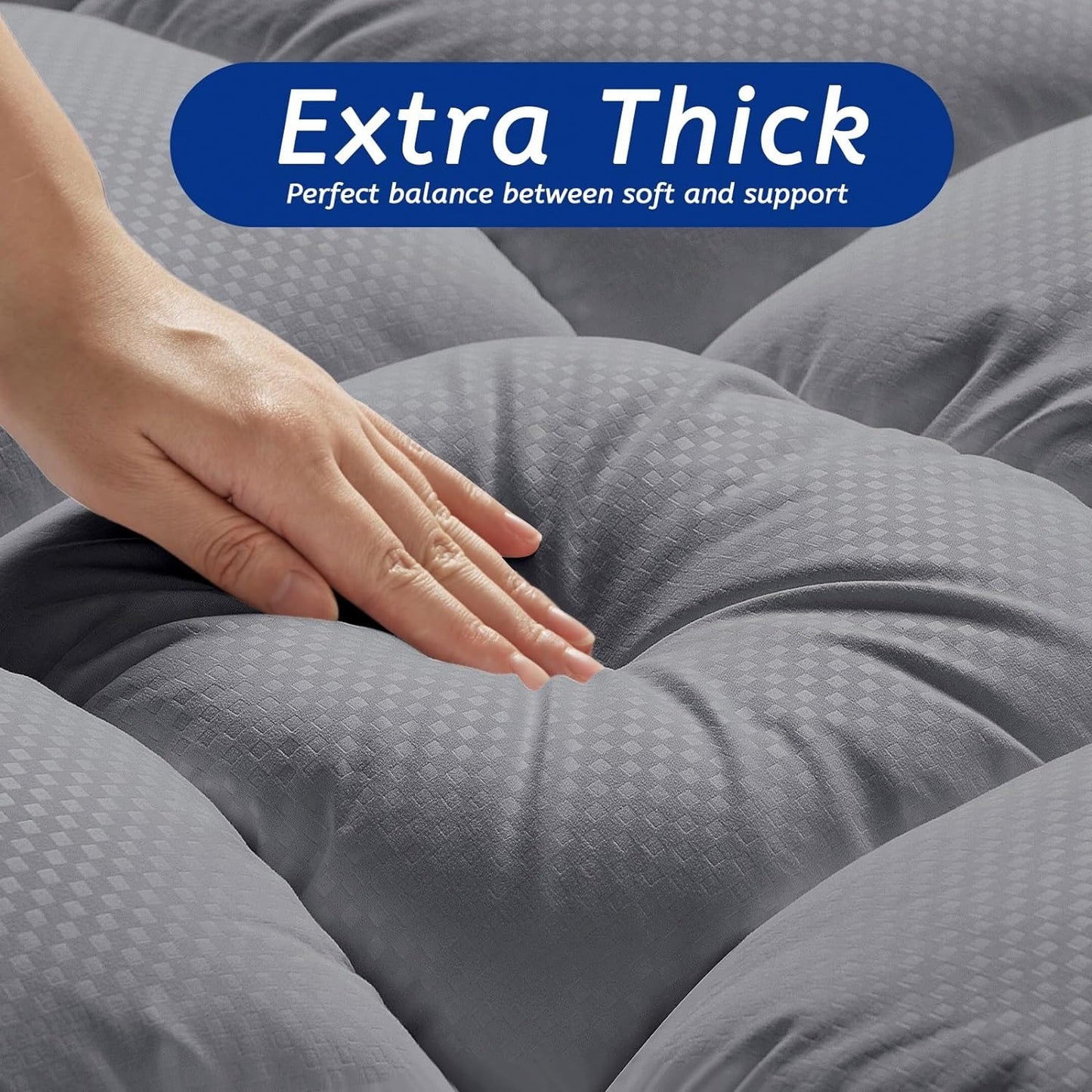 Mattress Topper Cooling Extra Thick Mattress Pad Cover With 8-21 Inch Deep Pocket, Plush Pillow Top Mattress Topper Overfilled With Down Alternative