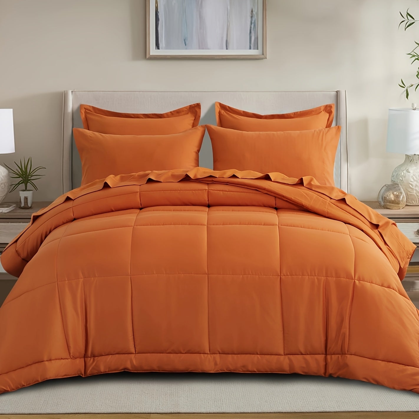 7pcs Ultra-Soft Bed In A Bag, Down Alternative Bedding Sets with All Season Quilted Comforter, Flat Sheet, Fitted Sheet, Pillowcases - Gifts for The Family And Friends, RUIKASI, Machine Washable, Polyester 100, Acrylic 15, Sa