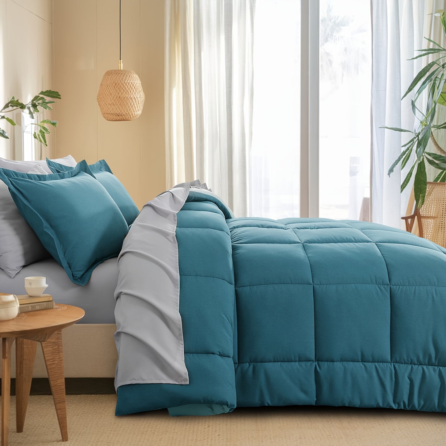 7pcs Ultra-Soft Bed In A Bag, Down Alternative Bedding Sets with All Season Quilted Comforter, Flat Sheet, Fitted Sheet, Pillowcases - Gifts for The Family And Friends, RUIKASI, Machine Washable, Polyester 100, Acrylic 15, Sa