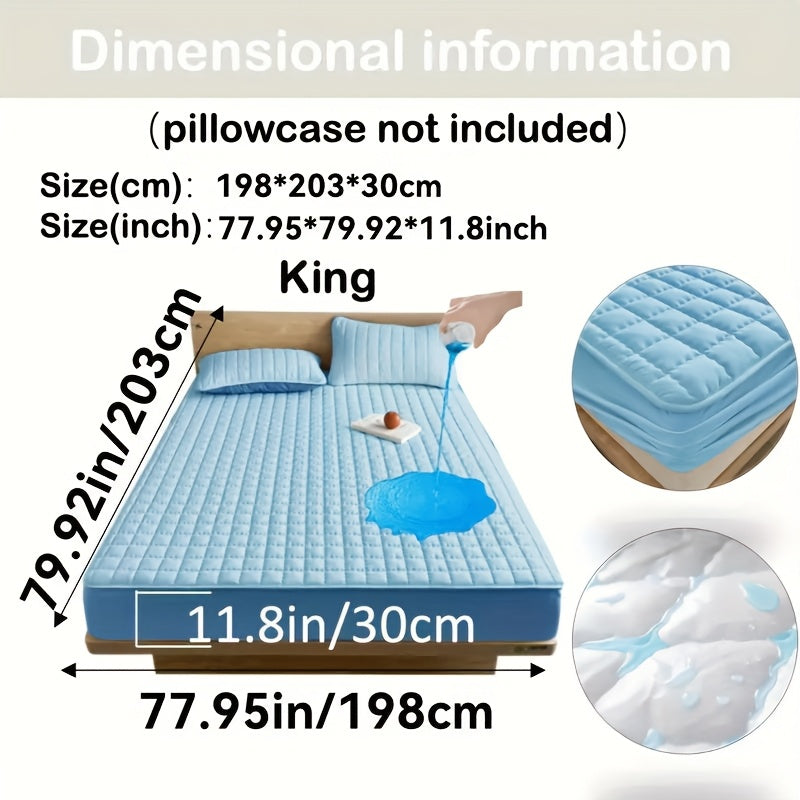 1pc Cooling Waterproof Mattress Protector - Deep Pocket (9-15"), Cooling Technology, Fits Most Mattresses - Machine Washable Bedspread Alternative - Ideal for Home, Hotels, Guest Rooms - Available in White, Light Blue, Navy,