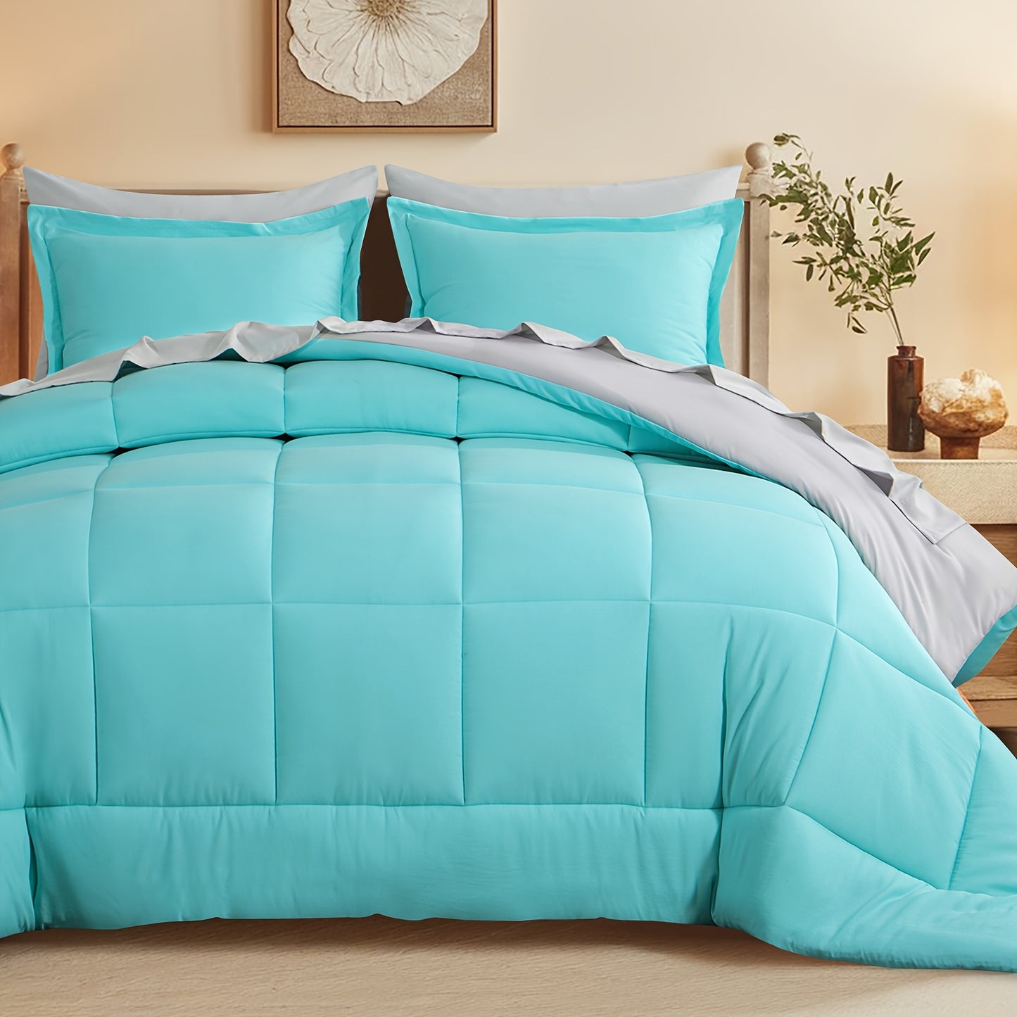 7pcs Ultra-Soft Bed In A Bag, Down Alternative Bedding Sets with All Season Quilted Comforter, Flat Sheet, Fitted Sheet, Pillowcases - Gifts for The Family And Friends, RUIKASI, Machine Washable, Polyester 100, Acrylic 15, Sa
