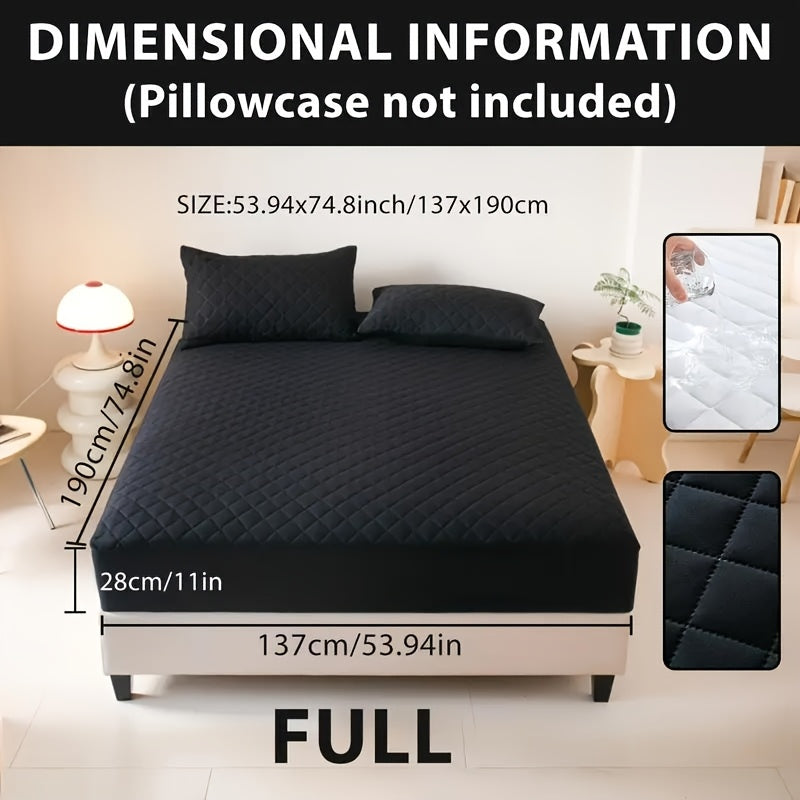 1pc Cooling Waterproof Mattress Protector, Cool And Comfortable, Layered Fitted Sheet, Solid Color Bedding Design, Can Be Used As A Separate Bedspread, 9-15 Inches Deep Pocket, Reusable Nursing Pads, Ideal for Bedroom, Guest