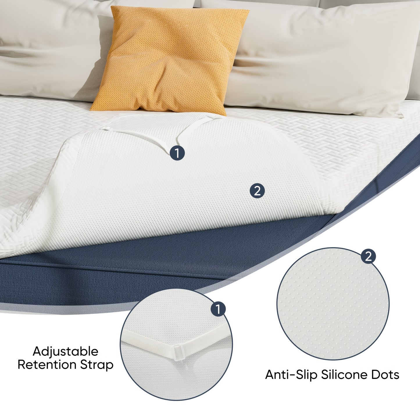 Foldable Thickened Quilted Latex Layer High Resilience Zero Pressure Mattress Topper with Memory High Resilience Latex, 3D Edge Support, Knitted Breathable Non-slip Pad