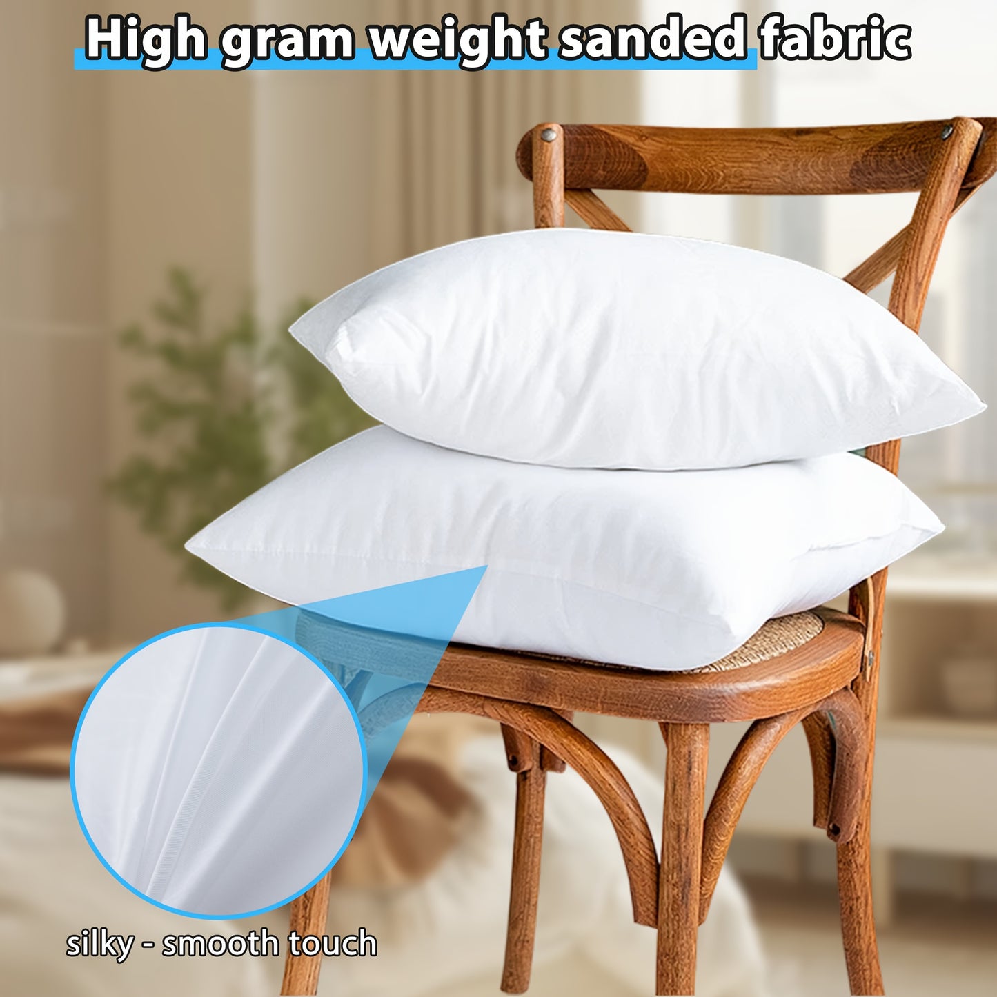 4pcs Soft, Washable Premium Throw Pillow Inserts with Zip Closure - Square Cushion Covers for Sofa, Bed, And Holiday Decor|Classic Pillow Style | Suitable for Bedroom, Sofa, Patio, Etc., A Perfect Home And Holiday Gift