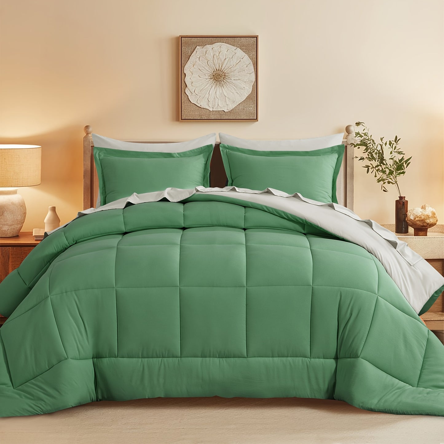 7pcs Ultra-Soft Bed In A Bag, Down Alternative Bedding Sets with All Season Quilted Comforter, Flat Sheet, Fitted Sheet, Pillowcases - Gifts for The Family And Friends, RUIKASI, Machine Washable, Polyester 100, Acrylic 15, Sa