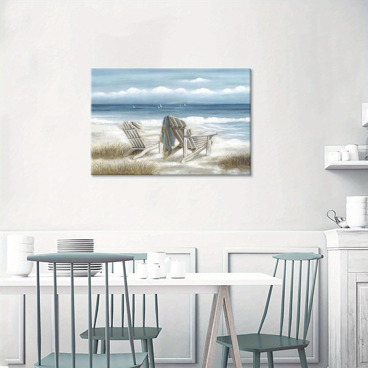 Coastal Framed Canvas Art - Vibrant Ocean Oil Painting, Heavy Texture Seascape Wall Decor for Living Room, Bedroom, Office, Ready to Hang, 2D, Perfect for Room Decor