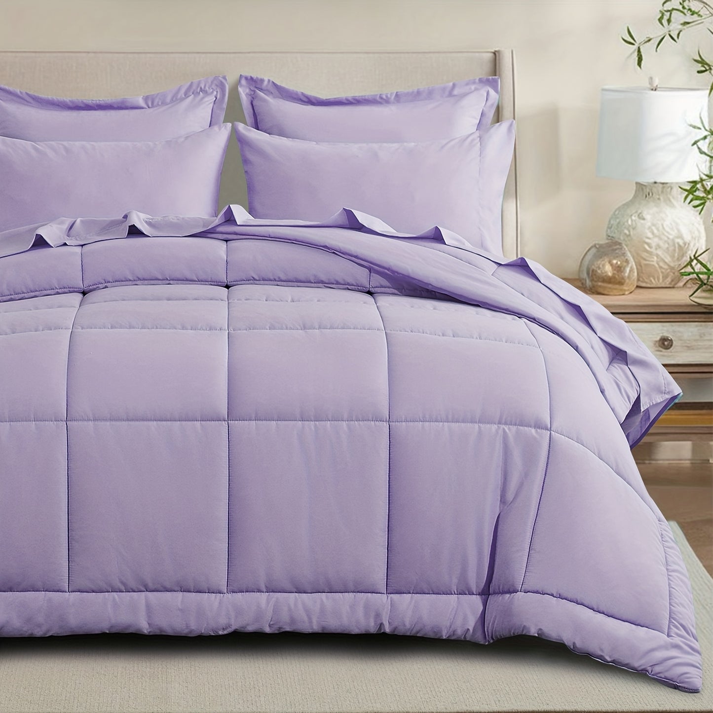 7pcs Ultra-Soft Bed In A Bag, Down Alternative Bedding Sets with All Season Quilted Comforter, Flat Sheet, Fitted Sheet, Pillowcases - Gifts for The Family And Friends, RUIKASI, Machine Washable, Polyester 100, Acrylic 15, Sa