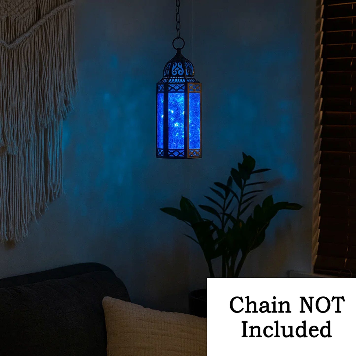 Stunning Ambient Lighting Safe and Stylish Glass Metal Moroccan Candle Lantern Holder Lamp with Battery-Operated LED Lights plus Remote Control – Handcrafted Lantern with Intricate Design and Embossed Glass, Indoor Home Dec