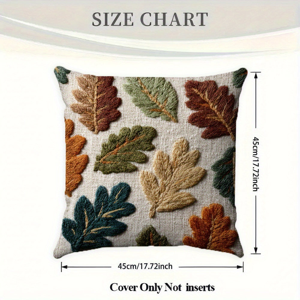 4pcs, Autumn leaf embroidery style (non genuine embroidery) throw pillow cover, living room sofa cushion decoration cushion cover, home decoration square 18x18 inch pillowcase, Suitable for bedrooms, sofas, living rooms.