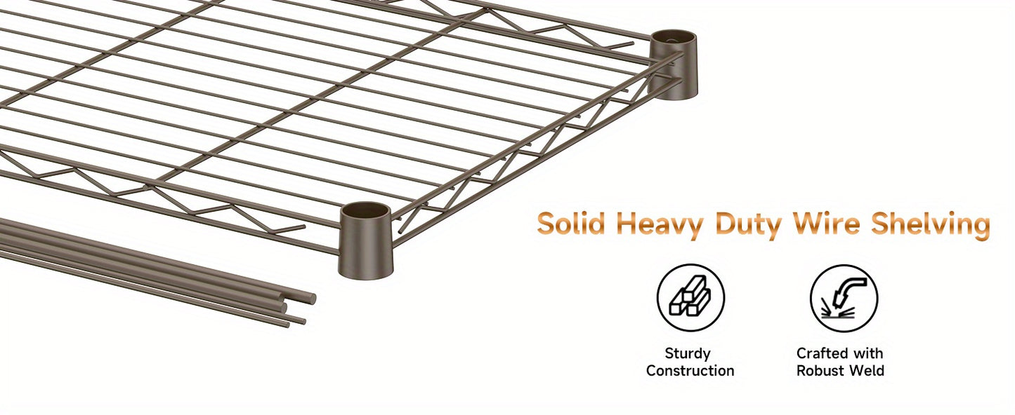 Adjustable Height Heavy-Duty Steel Wire Shelving Unit with 4-Wheel Mobility & Leveling Feet - 3-Tier Metal Storage Shelves with Chrome Finish, Space-Saving Freestanding Organizer for Kitchen, Bathroom, Garage, Laundry Room -