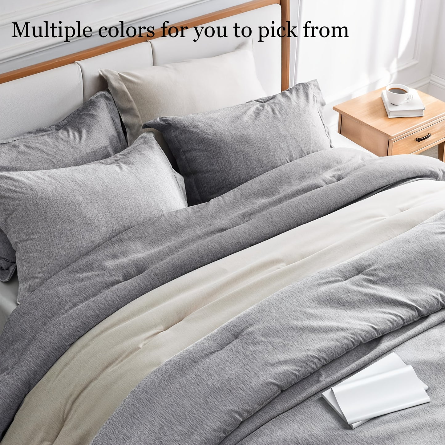 Twin/Full/Queen/King Size Comforter Set - 3pcs Beige Bedding Set for All Seasons, Light Luxury And Minimalist Style Design Bed in a Bag with 1 Comforter, 2 Pillowcases, Perfect Gift for Family And Friend