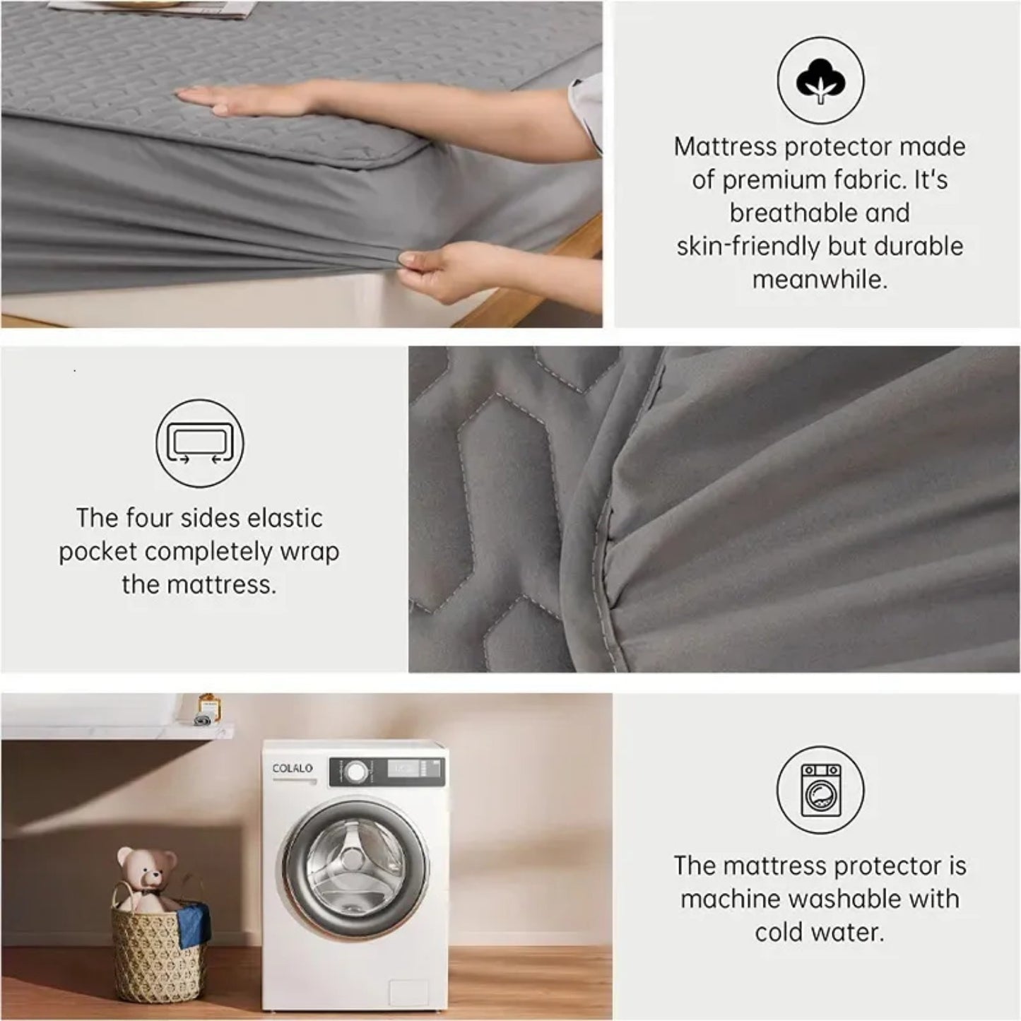 Heavy-Duty Waterproof Mattress Protector with Pillowcovers - Extra Deep 15" Pocket, Full Coverage Bed Sheet Protector, Machine Washable Mattress Cover Fits Most Beds for Spill & Moisture Protection, Mattress Protector Waterpr