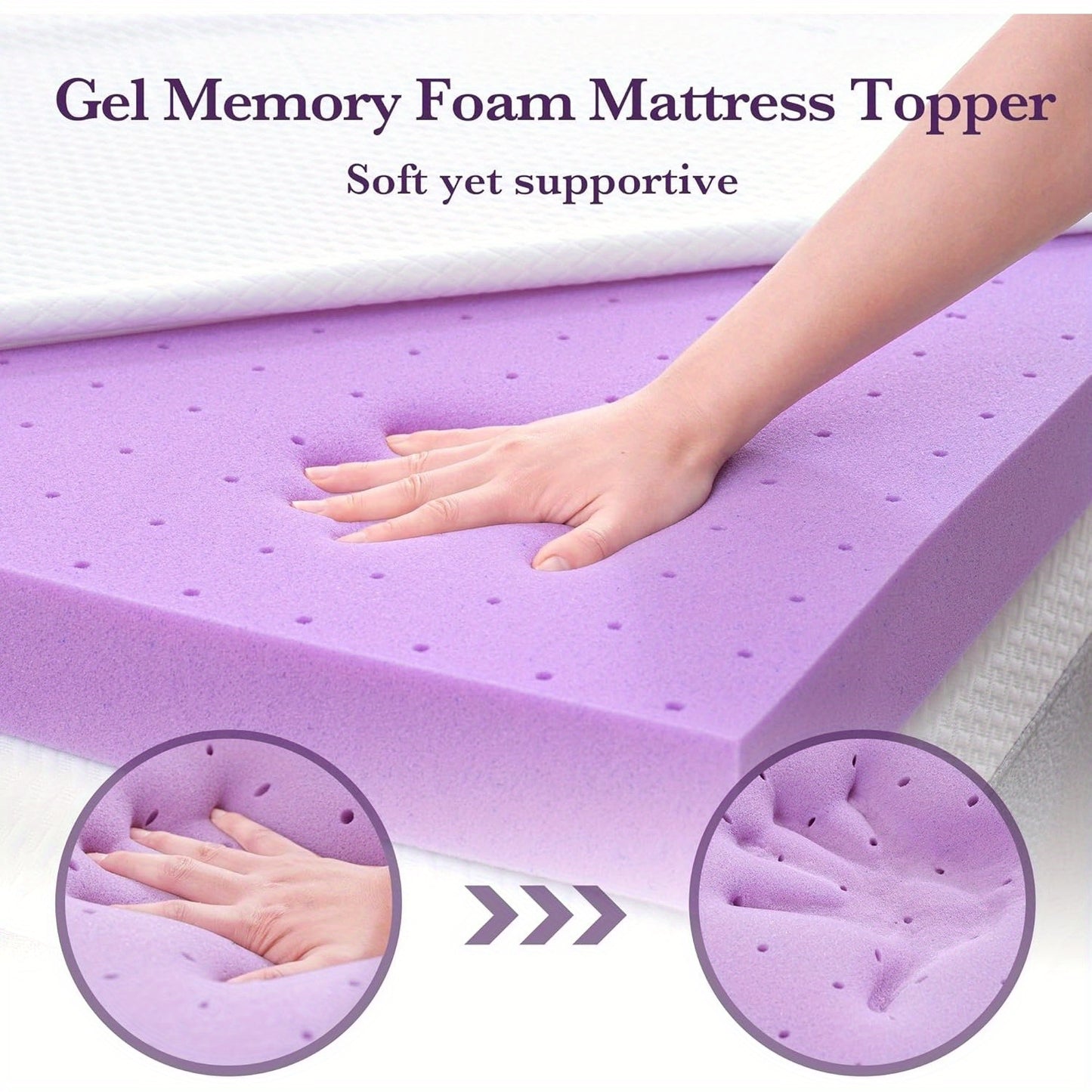 2 Inch Gel Memory Foam Mattress Topper Ventilated Soft, Breathable Bed Topper, Twin Size
