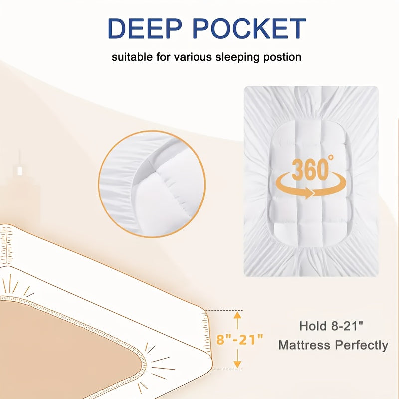 Extra Thick Mattress Padhave A Productive Night'S Sleep, Mattress Topper Cooling Mattress Protector with 8-21 Inch Deep Pocket.1000Gsm