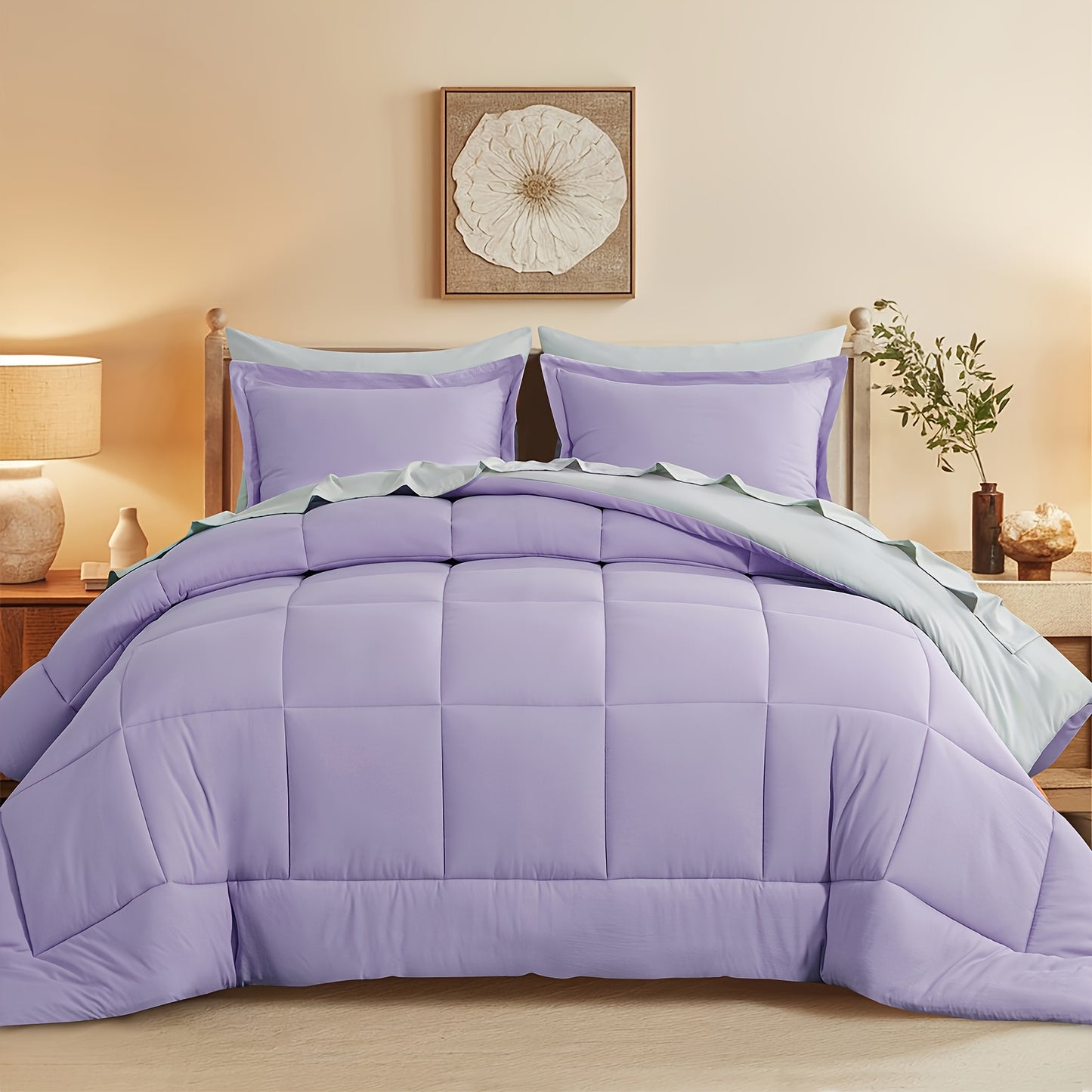 7pcs Ultra-Soft Bed In A Bag, Down Alternative Bedding Sets with All Season Quilted Comforter, Flat Sheet, Fitted Sheet, Pillowcases - Gifts for The Family And Friends, RUIKASI, Machine Washable, Polyester 100, Acrylic 15, Sa