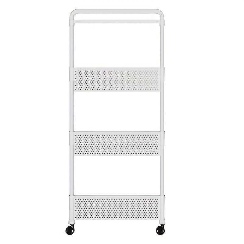 Space-Saving 5.12-Inch Narrow Storage Cabinet - 3-Tier Durable Plastic Freestanding Organizer with Wheels, Black & White Matte Design, Suitable for Bathroom, Kitchen, Living Room - Easy Assembly, Under 30 lbs Capacity, Vertic